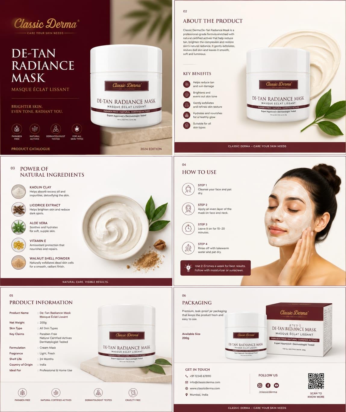 Classic De-Tan Radiance Mask for All Skin Types, 200 Gm