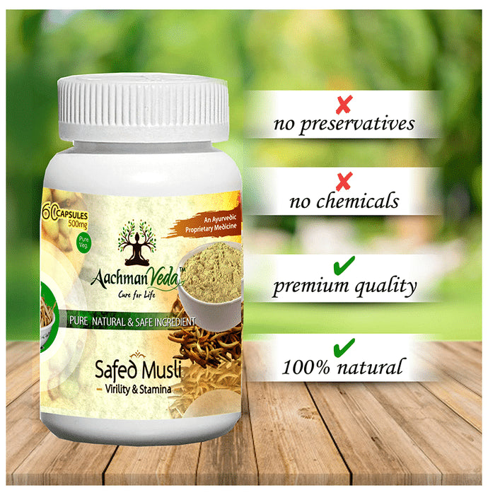 Aachman Veda Safed Musli Virility & Stamina Capsule 500mg (60 Each)
