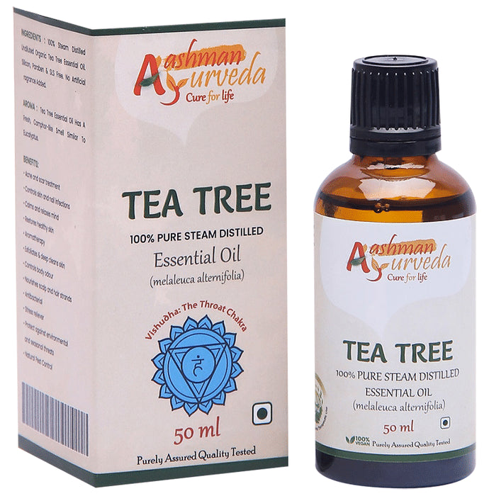 Aashman Ayurveda 100% Pure Steam Distilled Essential Oil (50ml Each) Tea Tree