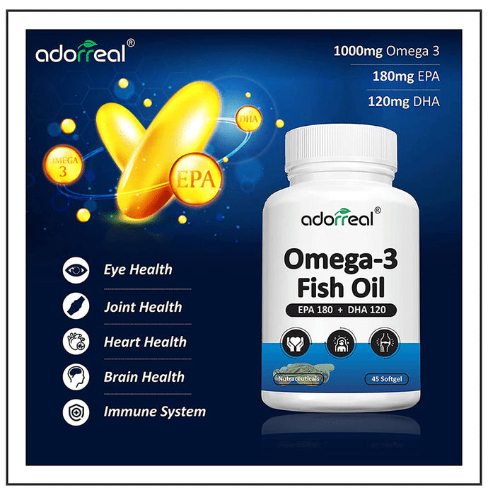 Adorreal Omega-3 Fish Oil EPA 180 + DHA 120 Softgels