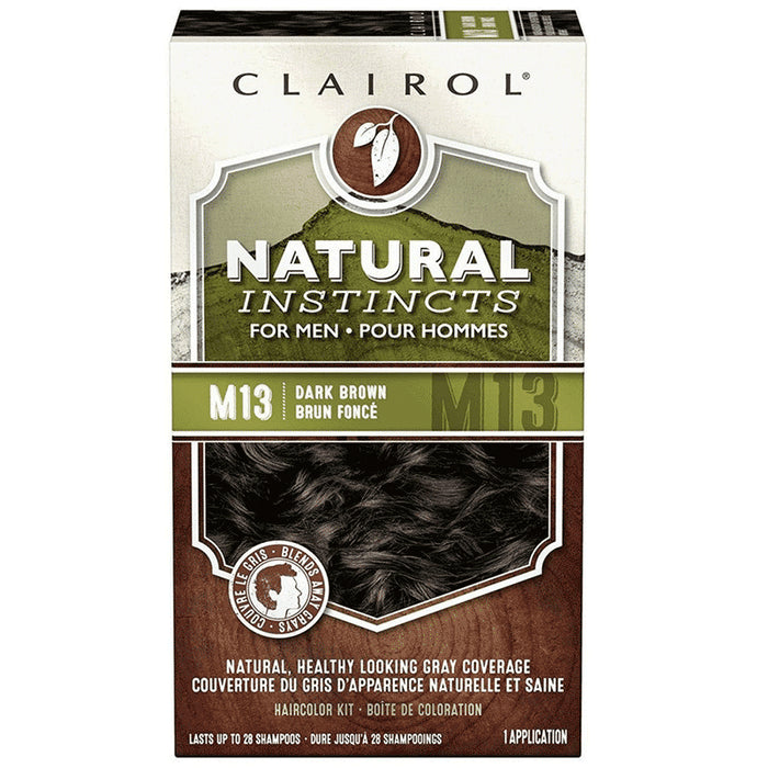 Clairol Natural Instincts Hair Color Kit for Men M13 Dark Brown - Classic Derma