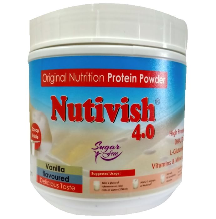 Nutivish Original Nutrition Whey Protein | With L-Glutamine & Omega 3 for Energy | Sugar-Free | Flavour Vanilla Powder - Classic Derma