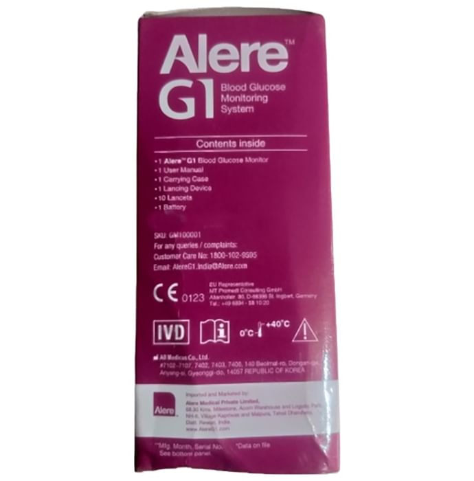 Alere Combo Pack of G1 Blood Glucose Monitoring System Glucometer & G1 Blood Glucose 100 Test Strip