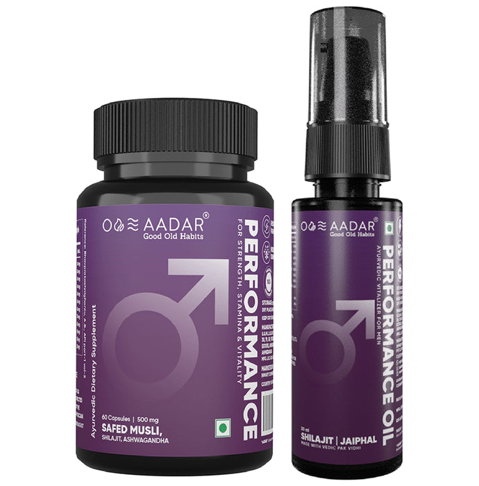 Aadar Combo Pack of Performance Oil 30ml & Performance 500mg 60 Capsule - Classic Derma