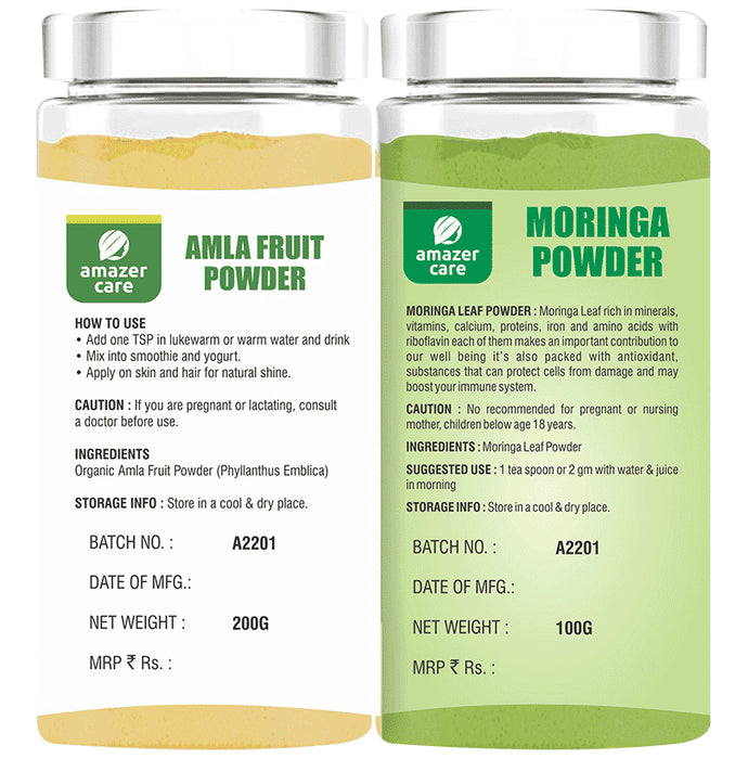 Amazer Care Combo Pack of Moringa(100gm) & Amla (200gm) Powder