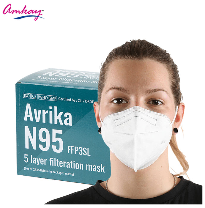 Amkay N95 FFP3SL | 5 Layered Filteration Mask-Filters Large and Small Particles | Mask Free Size