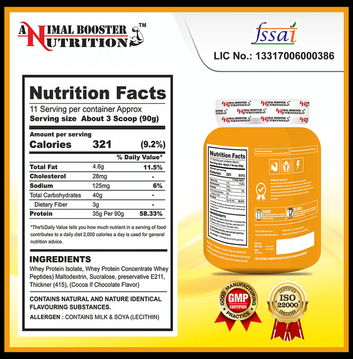 Animal Booster Nutrition Mega Mass Gold for Muscle Growth Powder Chocolate