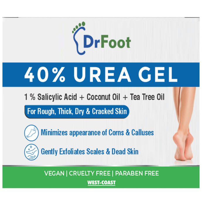 Dr Foot 40% Urea Gel | With Salicylic Acid, Coconut Oil & Tea Tree Oil | Paraben-Free - Classic Derma