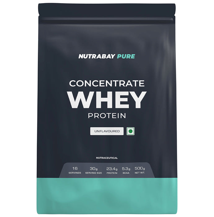 Nutrabay Whey Concentrate Protein for Muscle Recovery | No Added Sugar | Powder Unflavoured - Classic Derma