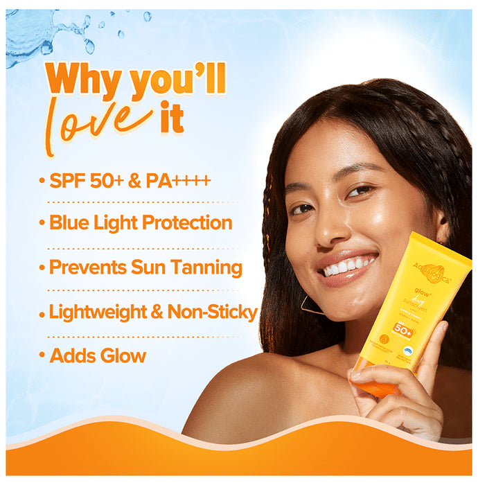 Aqualogica Glow+ Dewy Sunscreen for UVA/B & Blue Light Protection SPF 50+ PA++++