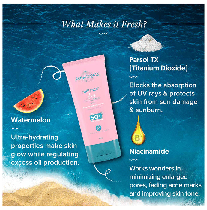 Aqualogica Radiance+ Dewy Sunscreen for UVA/B & Blue Light Protection SPF 50+ PA++++