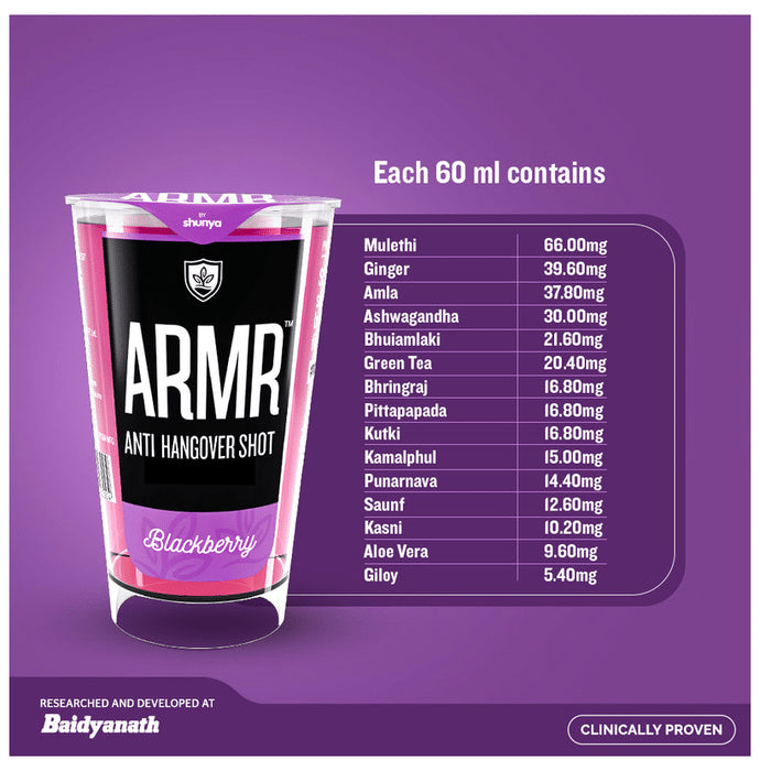 ARMR Anti Hangover Shot (60ml Each) Blackberry