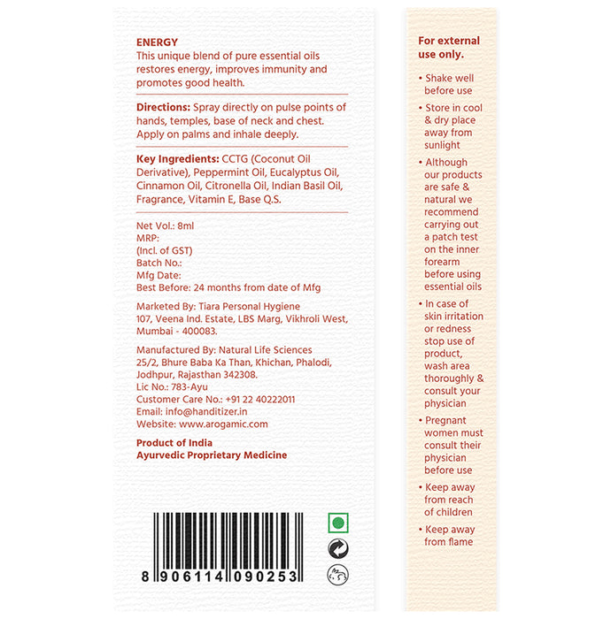 Arogamic Energy Aroma Therapy Spray (8ml Each)