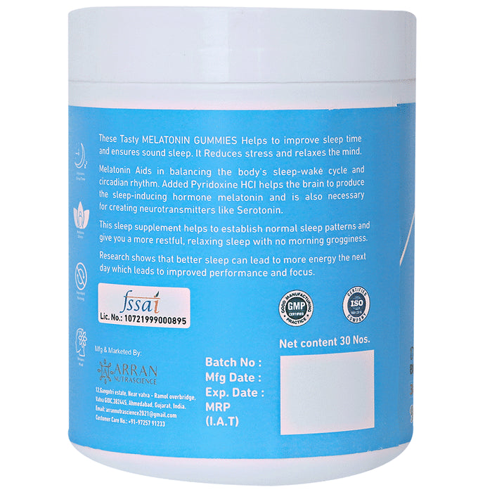 Arrvit Melatonin Gummies Delicious Blue Berry No Added Sugar