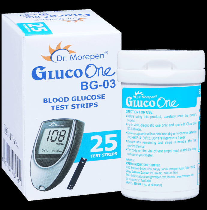 Dr Morepen Gluco One BG 03 Blood Glucose Test Strip (Only Strips) | Diabetes Monitoring Devices - Classic Derma
