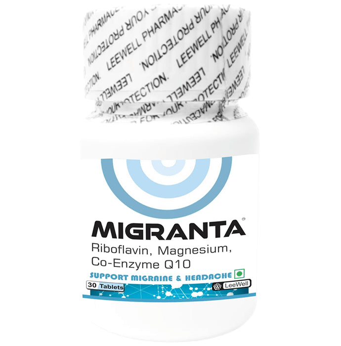 Migranta Riboflavin (B2), Magnesium, Co-Q10 for Sensitivity, Migraine & Headache Supplement Tablet - Classic Derma