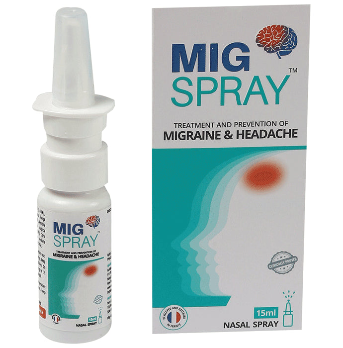 Migspray Instant Migraine Headache Pain Relief, Ayurvedic Nasal Spray with Plant Extracts (15ml Each) - Classic Derma