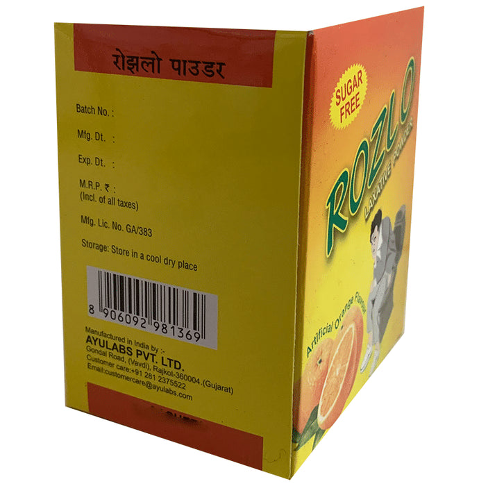 Ayulabs Rozlo Laxative Powder Artificial Orange Sugar Free