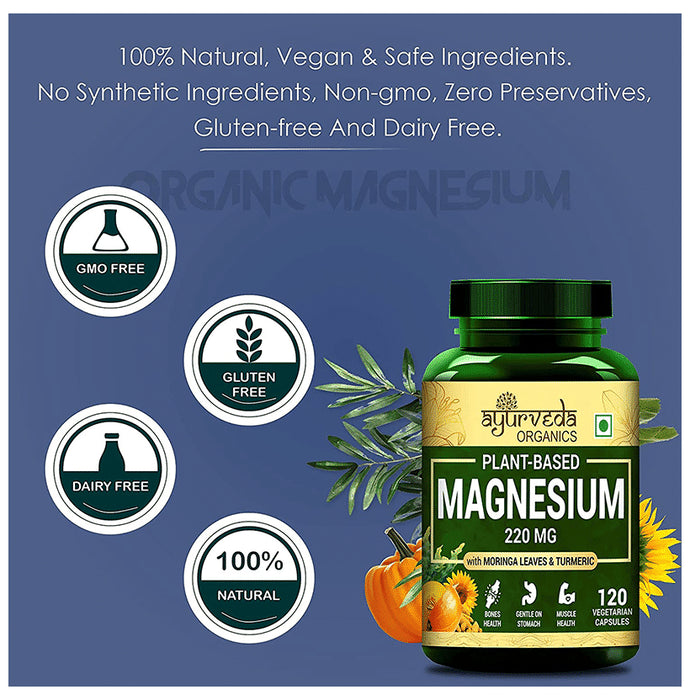 Ayurveda Organics Plant-Based Magnesium 220mg Vegetarian Capsule