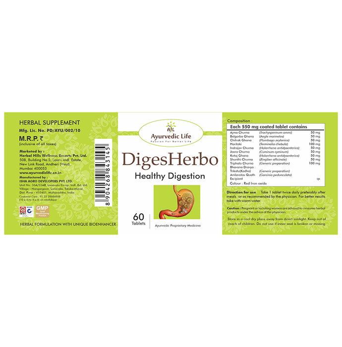 Ayurvedic Life Digesherbo Healthy Digestion Tablet