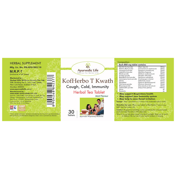 Ayurvedic Life Kof Herbo T Mint Tablet