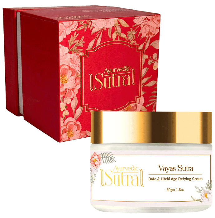 Ayurvedic Sutra Date and Litchi Age Defying Cream for Anti-aging, Reduces Fine lines & Wrinkles