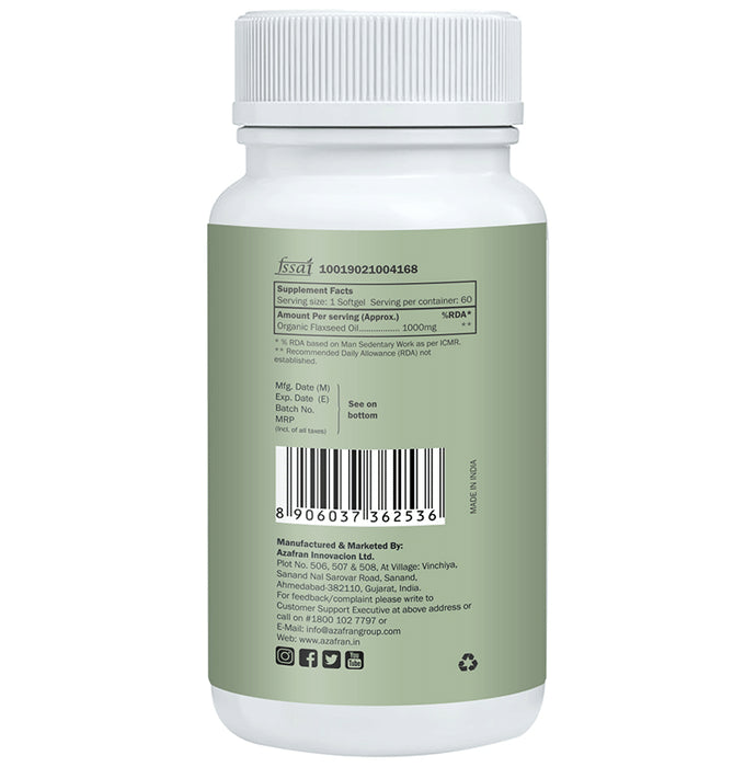 Azafran Actives Organic Flaxseed Oil Softgel Capsules
