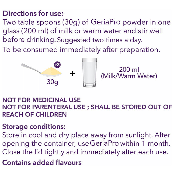 Evexia GeriaPro for Nutrition | No Added Sugar | Flavour Powder Vanilla