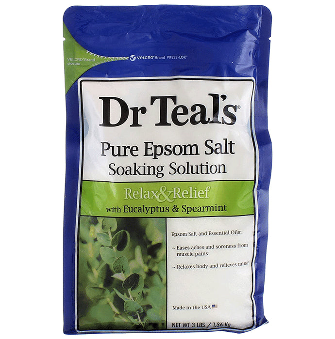 Dr Teal's Epsom Salt Soaking Solution with Eucalyptus Spearmint (1.36kg Each) - Classic Derma