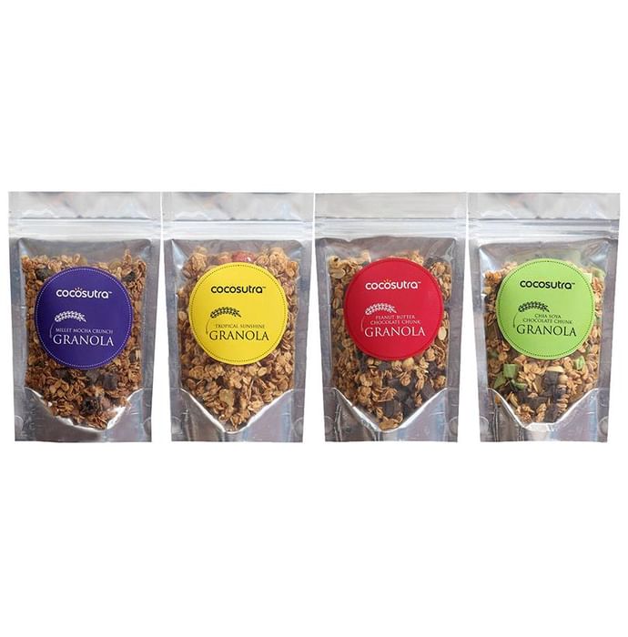Cocosutra Breakfast Granola Cereal 4-in-1 Oats, Nuts, Seeds and Dry Fruits (100gm Each) - Classic Derma