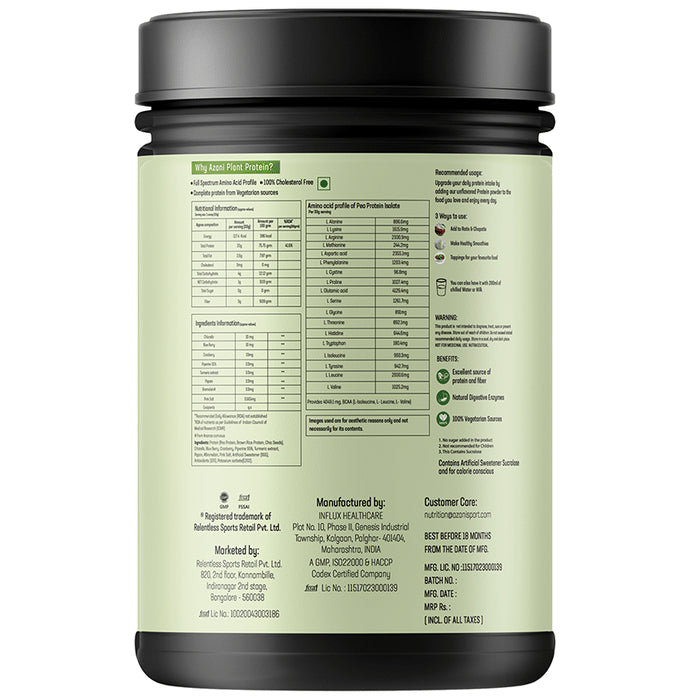 Azani Active Nutrition Active Plant Protein 100% Natural Vegan Superblend Unflavored