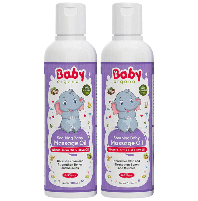Baby Organo Soothing Baby Massage Oil (100ml Each) Wheat Germ Oil & Olive Oil