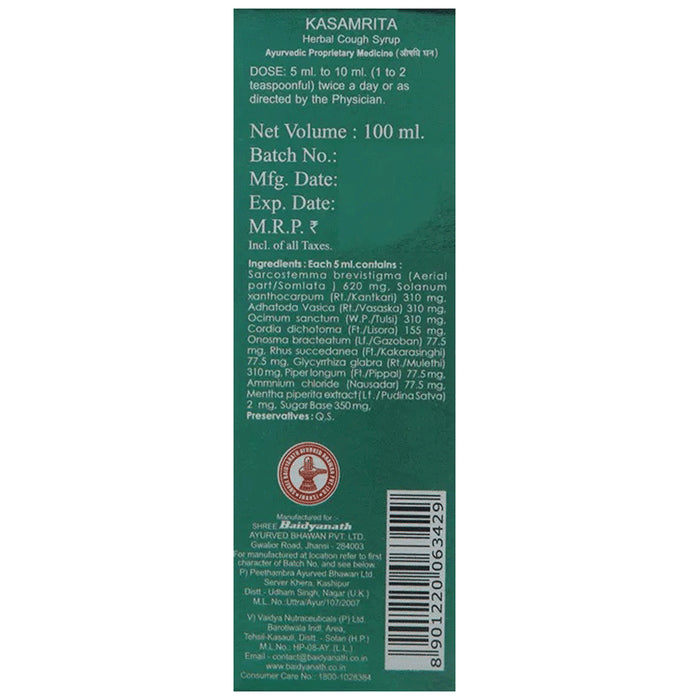 Baidyanath Kasamrita Herbal Cough Syrup (100ml Each)