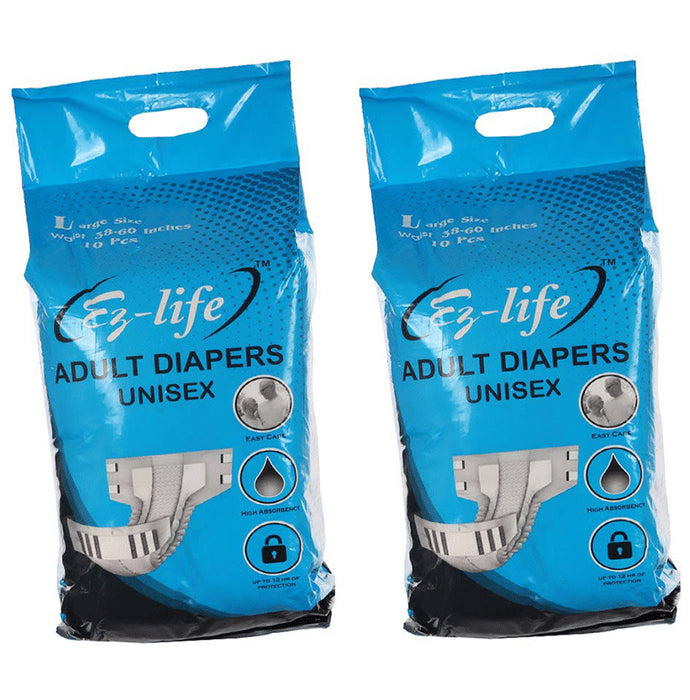 Ez-Life Adult Diaper Unisex (10 Each) Large - Classic Derma