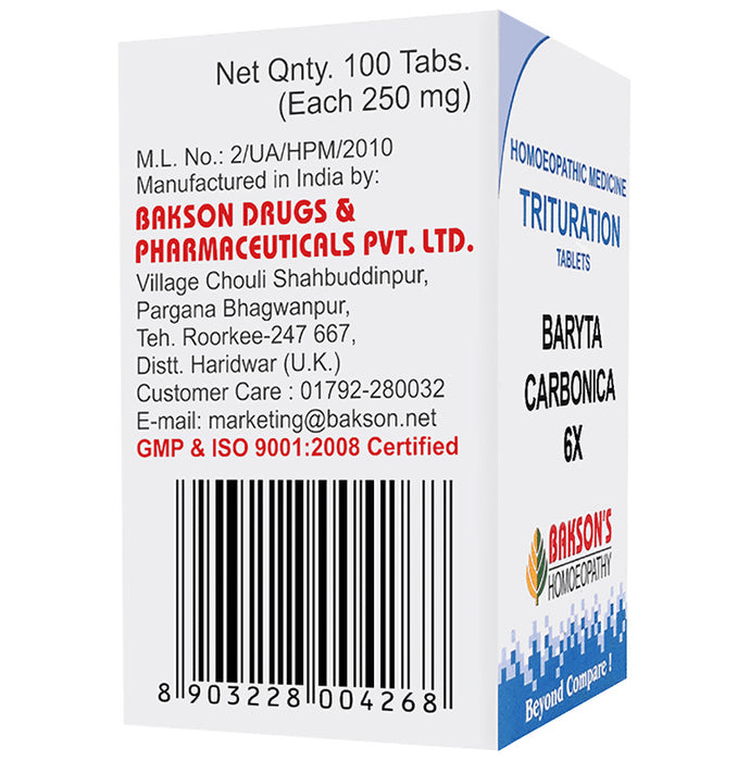 Bakson's Homeopathy Baryta Carbonica Trituration Tablet 6X