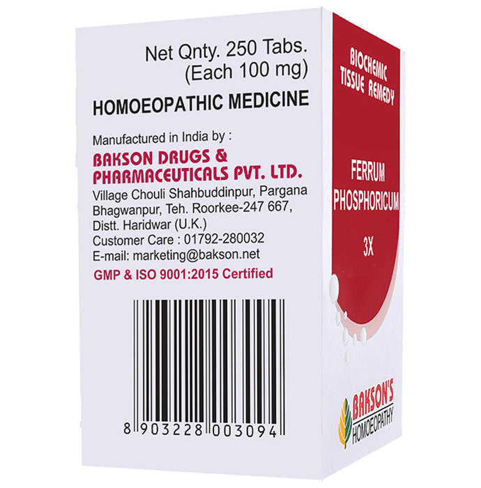 Bakson's Homeopathy Ferrum Phosphoricum Biochemic Tablet 3X
