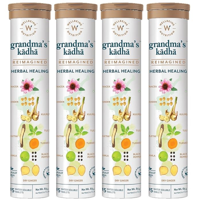 Wellbeing Nutrition Grandma's Kadha | Herbal Healing Water Soluble Tablet (15 Each) - Classic Derma