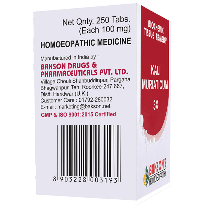 Bakson's Homeopathy Kali Muriaticum Biochemic Tablet 3X