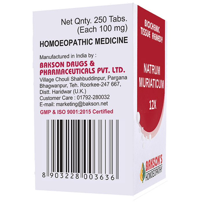 Bakson's Homeopathy Natrum Muriaticum Biochemic Tablet 12X
