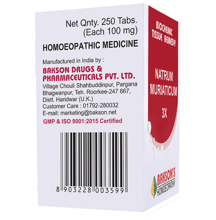 Bakson's Homeopathy Natrum Muriaticum Biochemic Tablet 3X