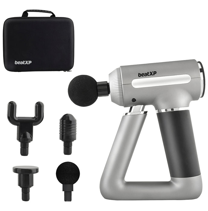 beatXP Bolt Elite Deep Tissue Massage Gun with Hard Carrying Case Silver - Classic Derma