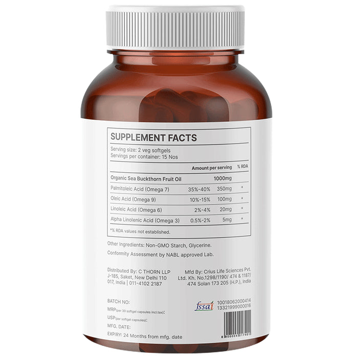 Berryheal Combo Pack of Omega 3,6,7,9 Life Oil Sea Buckthorn Whole Berry Oil Capsule & Omega 7 Rich Life Oil Sea Buckthorn Berry Fruit Oil Vegan Capsule (30 Each)