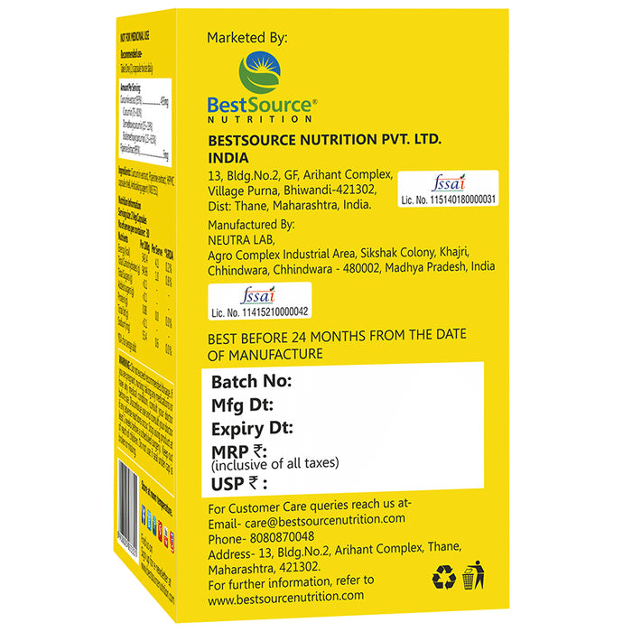 BestSource Nutrition 95% Curcumin with Piperine Veg Capsule