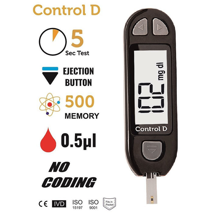 Control D Blood Glucose Monitor with 25 Strips & Lancets | Blood Glucose Monitors - Classic Derma