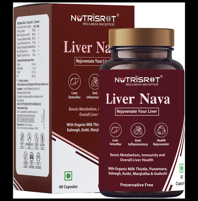 Nutrisrot Liver Nava Capsule for Liver Detox & Immunity with Organic Milk Thistle - Classic Derma