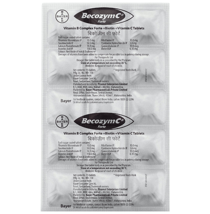 Becozym C Forte Tablet with Biotin, Vitamin C & B Complex