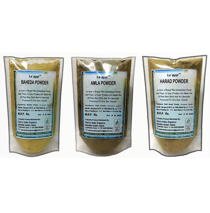Le' ayur Combo Pack of Amla Powder, Harad Powder and Baheda Powder (100gm Each) - Classic Derma