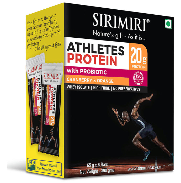 Sirimiri Athletes Protein with Probiotcs (65gm Each) Cranberry and Orange - Classic Derma