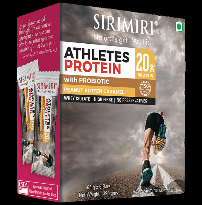 Sirimiri Athletes Protein with Probiotcs (65gm Each) Peanut Butter Caramel - Classic Derma