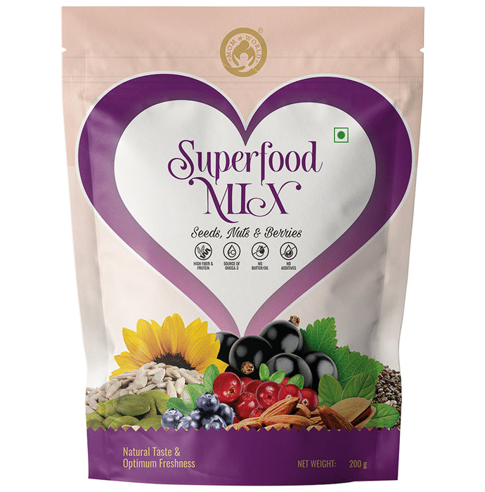 Mom & World Superfood Mix Seeds, Nuts & Berries (200gm Each) - Classic Derma
